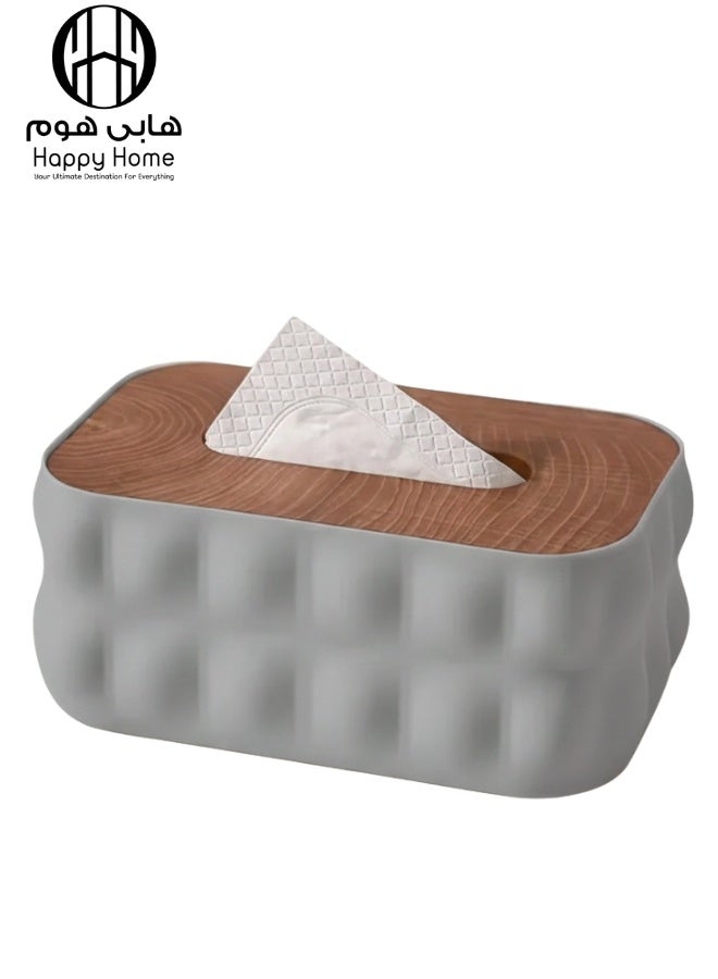 هابي هوم علبة مناديل بلاستيك عصرية بتصميم بابلز مع غطاء علوي، منظم مناديل أنيق للاستخدام اليومي، مصنوع من خامة متينة سهلة التنظيف، مقاس 21×13×9 سم، مثالية للمكتب، الحمام، غرفة المعيشة، والديكور العصري للمنزل - Image 1